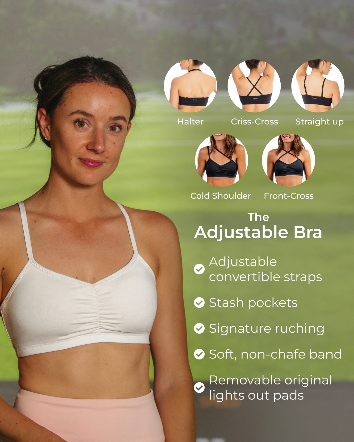 Adjustable Sports Bra – No Headlights White | Everyday Bra with