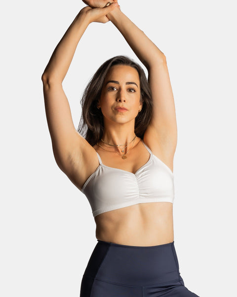 Handful Adjustable Sports Bra in No Headlights White