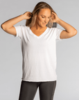 Hello Sunshine UPF V-Neck – No Headlights White