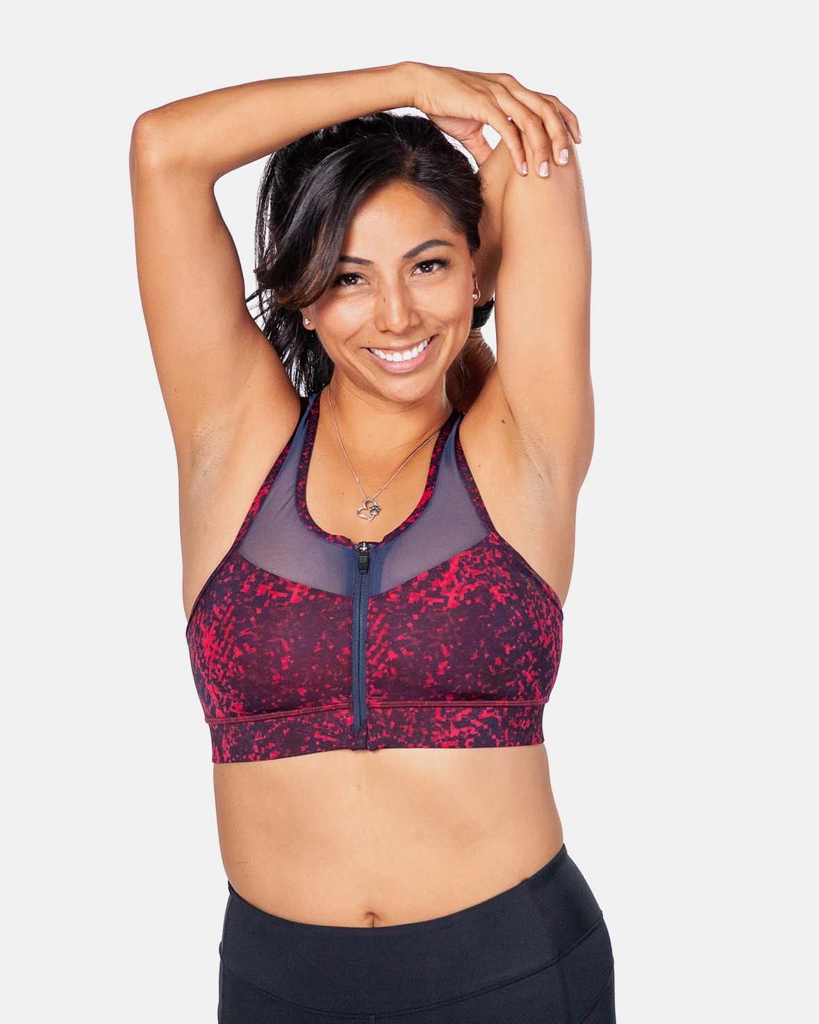 Handful The Closer, Womens Front Closure Sports Bra with Front Zip