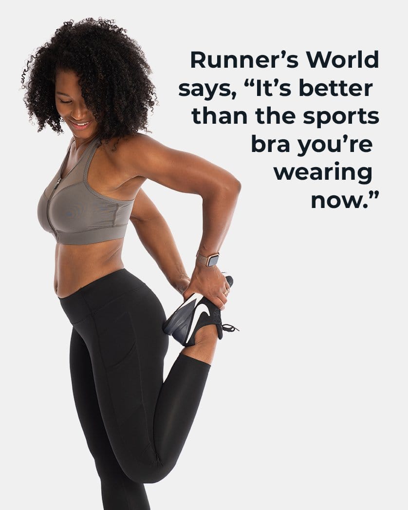 The Closer Zip-Up Sports Bra – Magnetic Gray | Easy-On Bra | Handful