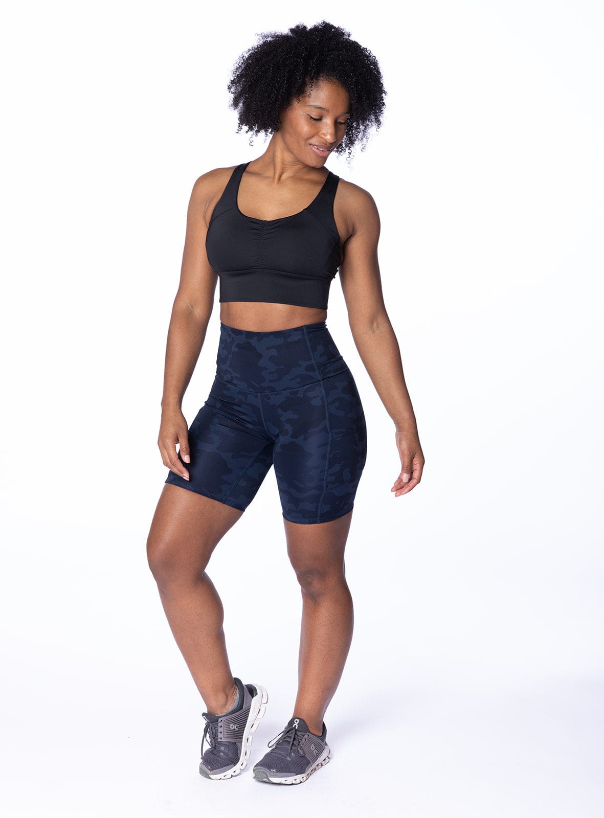 Hi Five High-Waisted Biker Short – Looker (Navy Camo)